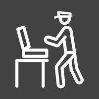 Guard Checking Briefcase Line Inverted Icon vector