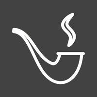 Lit Smoking Pipe Line Inverted Icon vector