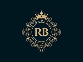 letra rb logotipo victoriano de lujo real antiguo con marco ornamental. vector