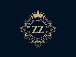 Letter ZZ Antique royal luxury victorian logo with ornamental frame. vector
