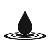 gota de agua negro simple icono vector