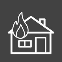 casa en línea de fuego icono invertido vector