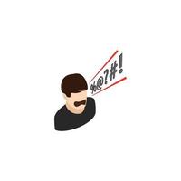 Man shouting curses icon, isometric 3d style vector