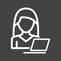 Woman Using Laptop Line Inverted Icon vector