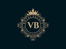 Letter VB Antique royal luxury victorian logo with ornamental frame. vector