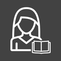 Woman Reading Line Inverted Icon vector