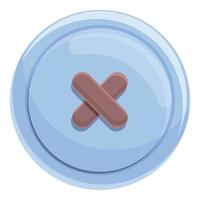 Sewing repair button icon, cartoon style vector