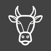 Cow Face Line Inverted Icon vector