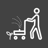 Person Mowing Grass Line Inverted Icon