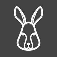 Rabbit Face Line Inverted Icon vector