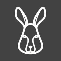 Rabbit Face Line Inverted Icon vector