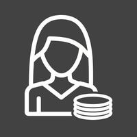 Woman Finances Line Inverted Icon vector