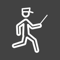 Running Cop Line Inverted Icon vector