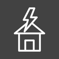 Lightning Striking House Line Inverted Icon vector