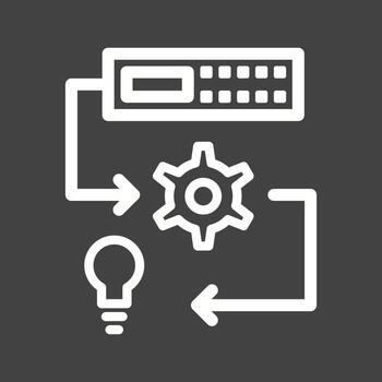 icono de línea invertida de aprendizaje automático vector