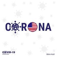 bikini atoll coronavirus tipografía covid19 bandera del país quédese en casa manténgase saludable cuide su propia salud vector