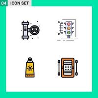 Filledline Flat Color Pack of 4 Universal Symbols of mechanical beach system monitoring sunscreen Editable Vector Design Elements