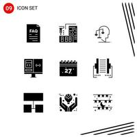 Pack of 9 creative Solid Glyphs of develop coding home app integrity Editable Vector Design Elements