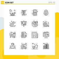 Modern Set of 16 Outlines Pictograph of whistle egg buy easter celebration Editable Vector Design Elements