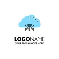 cloud computing data hosting network Flat Color Icon Vector