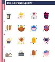 Editable Vector Line Pack of USA Day 16 Simple Flats of food corn dog police usa drink Editable USA Day Vector Design Elements