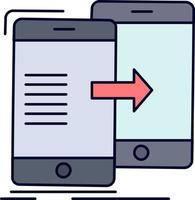 data Sharing sync synchronization syncing Flat Color Icon Vector