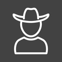 niño con sombrero de vaquero icono de línea invertida vector