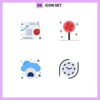 Group of 4 Modern Flat Icons Set for business cloud pie halloween clock Editable Vector Design Elements