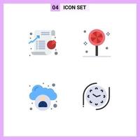 Group of 4 Modern Flat Icons Set for business cloud pie halloween clock Editable Vector Design Elements