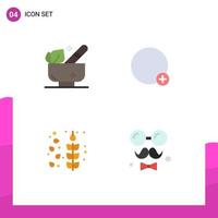 conjunto de 4 iconos planos vectoriales en cuadrícula para cereales herbales signos de bienestar avatar elementos de diseño vectorial editables vector