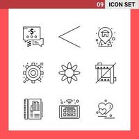 9 Icon Pack Line Style Outline Symbols on White Background Simple Signs for general designing Creative Black Icon vector background