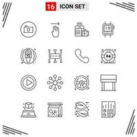 16 Icons Line Style Grid Based Creative Outline Symbols for Website Design Simple Line Icon Signs Isolated on White Background 16 Icon Set Creative Black Icon vector background