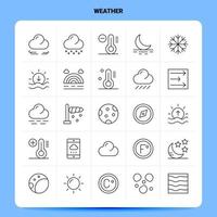 OutLine 25 Weather Icon set Vector Line Style Design Black Icons Set Linear pictogram pack Web and Mobile Business ideas design Vector Illustration