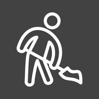 hombre barriendo piso línea icono invertido vector