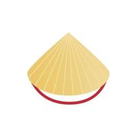 Conical straw hat icon, isometric 3d style vector