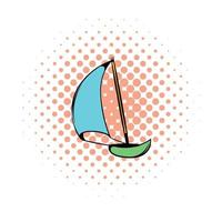 Yacht icon, comics style vector