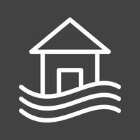 House in Flood Line Inverted Icon vector