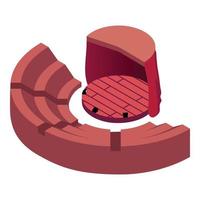 Outdoor concert scene icon, isometric style vector