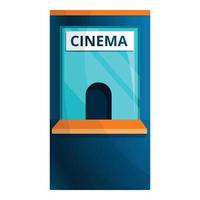 Cinema ticket kiosk icon, cartoon style vector