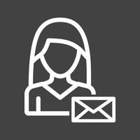 Woman with Envelope Line Inverted Icon vector