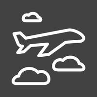 icono de línea de vuelo de avión invertido vector