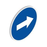 Blue road sign pointing right icon vector