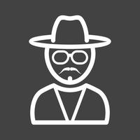Hipster Man in Shades Line Inverted Icon vector