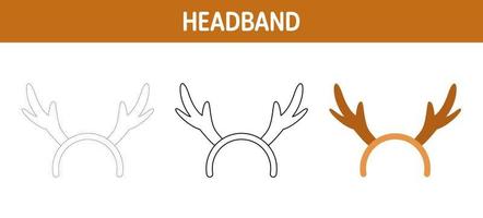 Christmas Headband tracing and coloring worksheet for kids vector