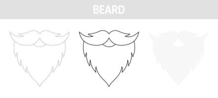 Beard tracing and coloring worksheet for kids vector