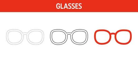 Glasses tracing and coloring worksheet for kids vector