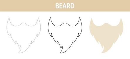 Beard tracing and coloring worksheet for kids vector