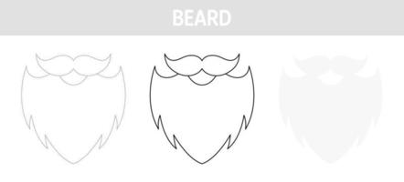 Beard tracing and coloring worksheet for kids vector