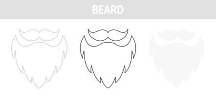 Beard tracing and coloring worksheet for kids vector