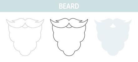 Beard tracing and coloring worksheet for kids vector